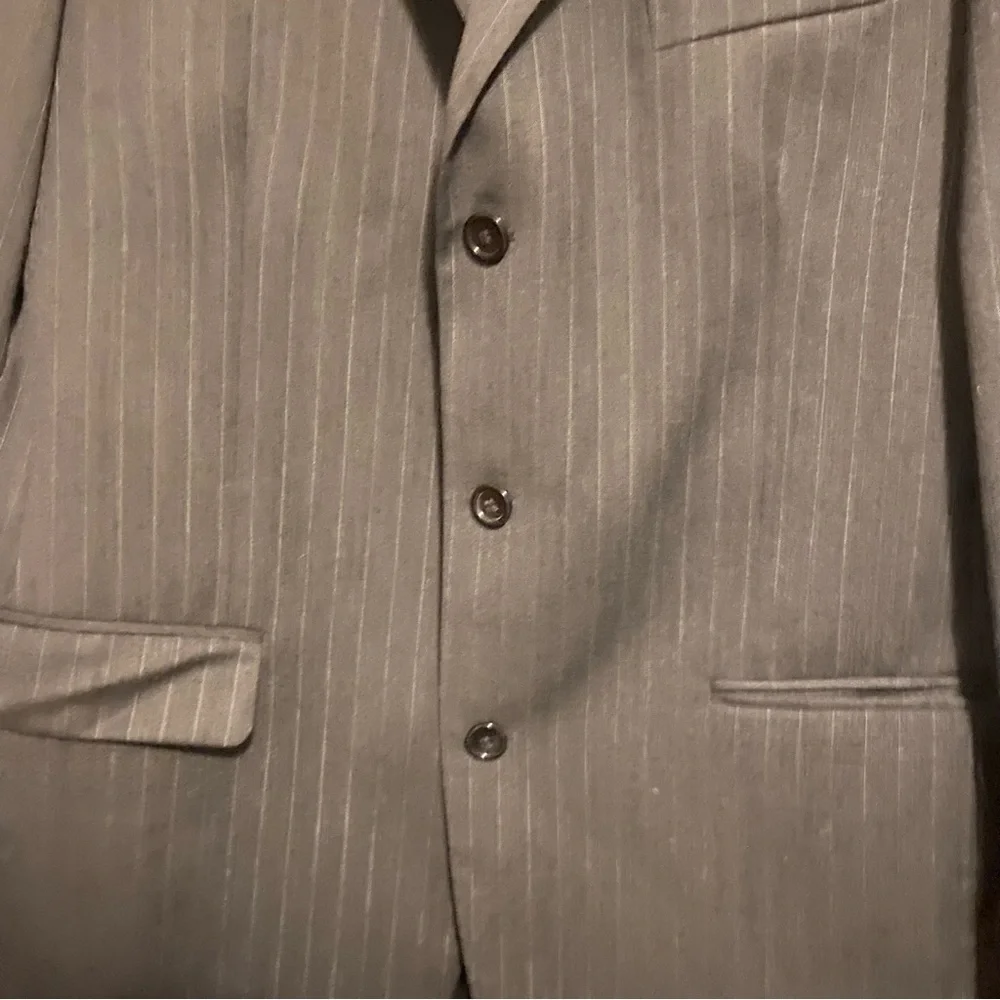 Classic Black Pinstripe Men's Blazer S&K Andrew Fezza  Size‎ 42L Three Button Up